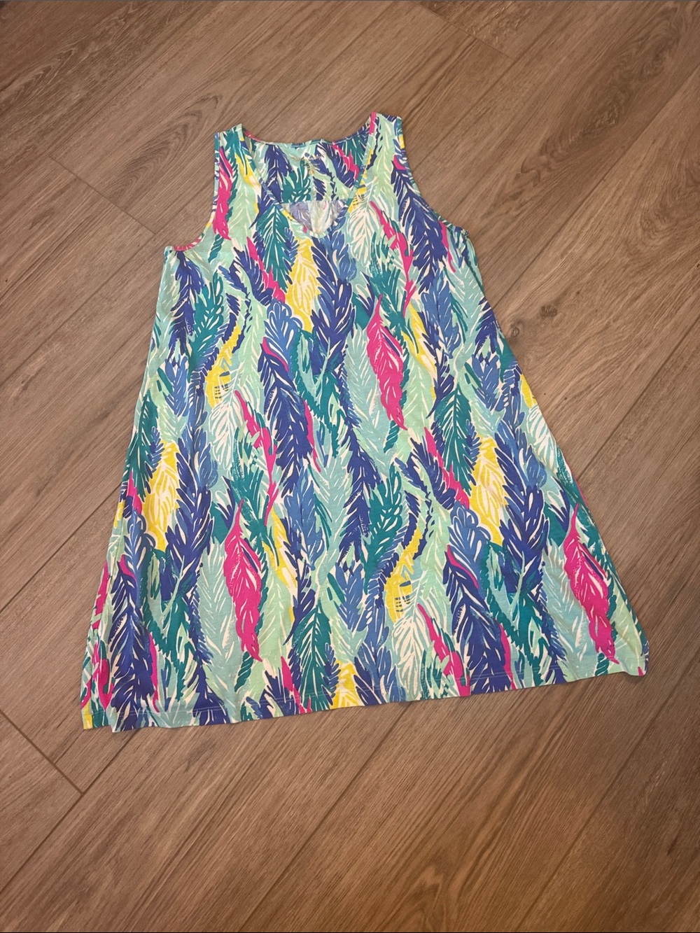 Lilly Pulitzer Girls Feather-Print Tank Dress in Teal, Pink, Yellow, Navy